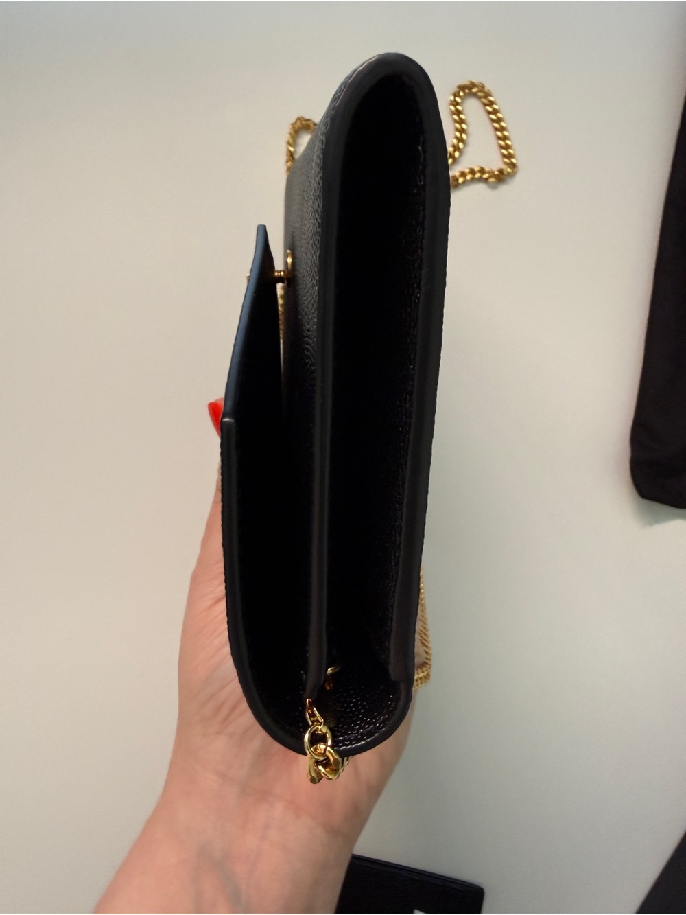 YSL Saint Laurent Black Envelope Chain Wallet - Gold Hardware - Picture 6 of 7